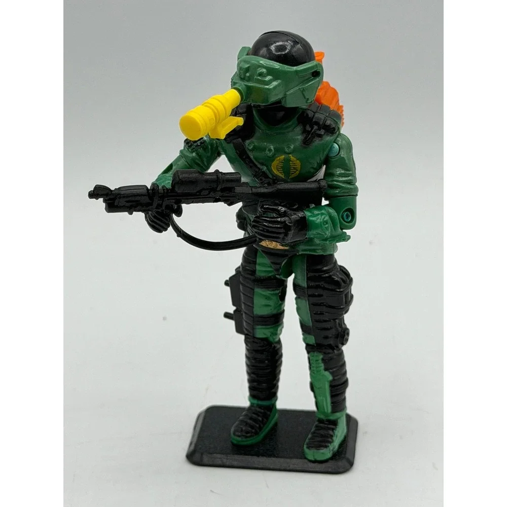 Vintage 1989 GI Joe COBRA NIGHT-VIPER v1 Action Figure Orange Funskool Backpack